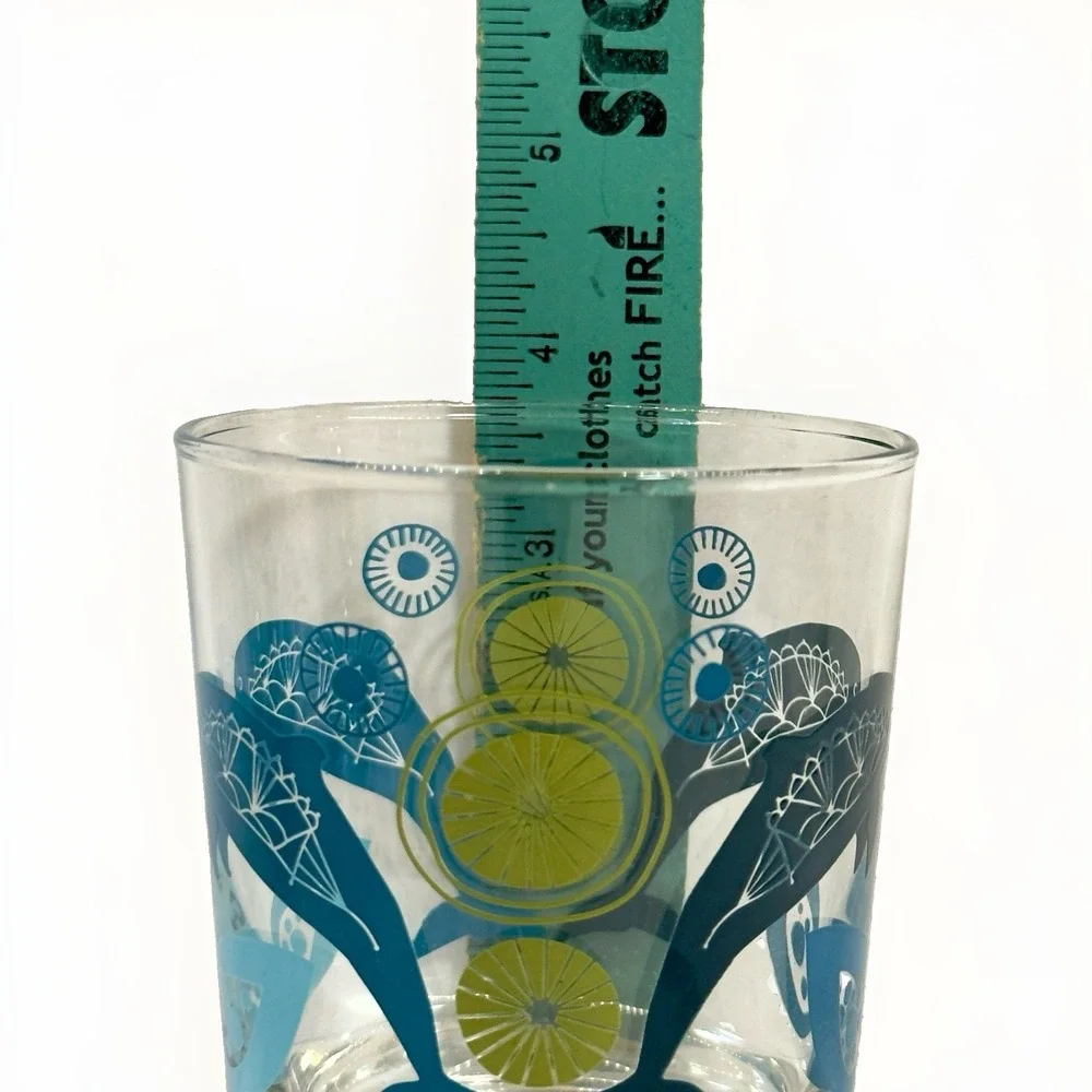 VTG 4 Ikea MCM Lowball Glasses 8 Oz Turquoise~Green MCM Coastal Design~Pristine